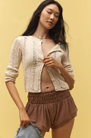 By Anthropologie Cropped Textured Cardigan Sweater