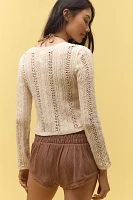 By Anthropologie Cropped Textured Cardigan Sweater