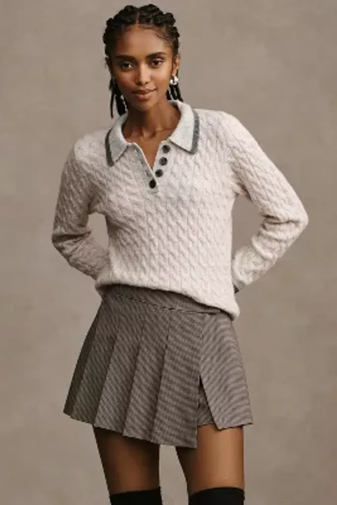 By Anthropologie Collared Cable Sweater