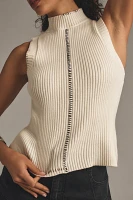 By Anthropologie Mock-Neck Whipstitch Ribbed Sweater Tank