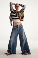 By Anthropologie Crew-Neck Colorblock Striped Sweater