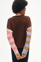 By Anthropologie Crew-Neck Colorblock Striped Sweater