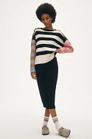 By Anthropologie Crew-Neck Colorblock Striped Sweater