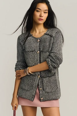 By Anthropologie Patch-Pocket Marled Cardigan Sweater