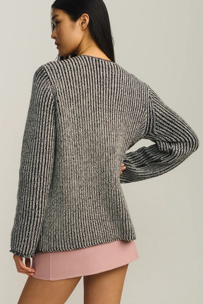 By Anthropologie Patch-Pocket Marled Cardigan Sweater