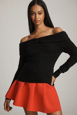 By Anthropologie Bow Off-The-Shoulder Sweater