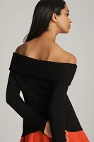 By Anthropologie Bow Off-The-Shoulder Sweater