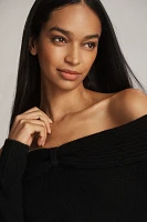 By Anthropologie Bow Off-The-Shoulder Sweater