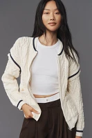 By Anthropologie Cable-Knit Bomber Sweater