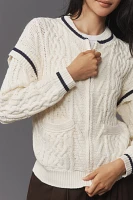 By Anthropologie Cable-Knit Bomber Sweater