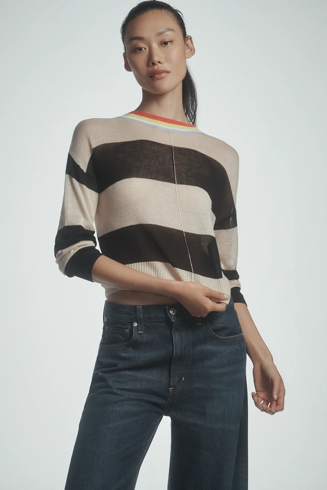 Central Park West Liana Crew-Neck Striped Sweater