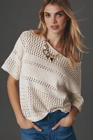 Sanctuary Crew-Neck Open-Knit Sweater Tee