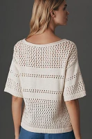 Sanctuary Crew-Neck Open-Knit Sweater Tee