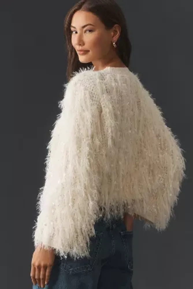 By Anthropologie Fluffy Shag Pullover Sweater