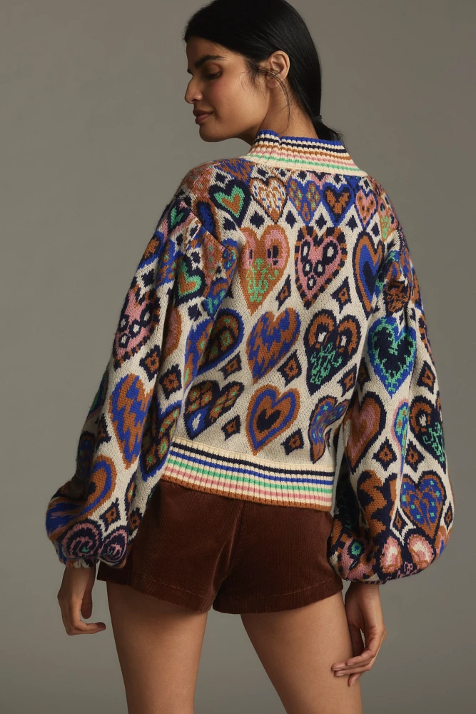 Farm Rio Hearts Ikat Pullover Sweater