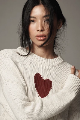 Kerri Rosenthal Lovey Heart Crew-Neck Sweater