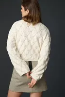 Flat White Textured Cinch Sweater