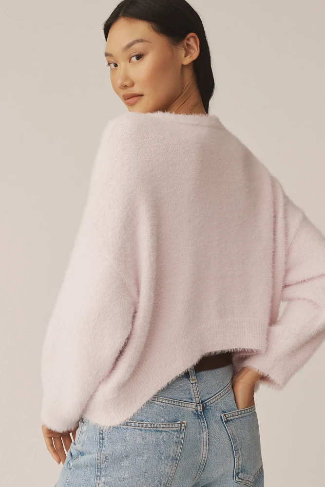 Flat White Eyelash Cardigan Sweater