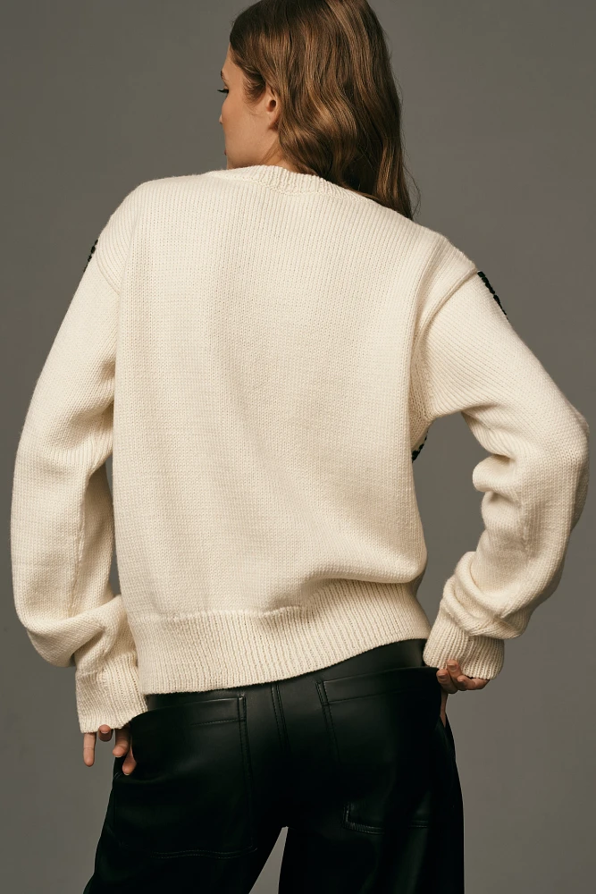 Atelier Delphine Embroidered Wool Crew Sweater