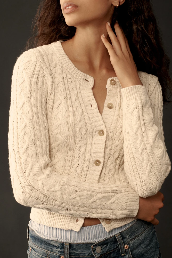 Denimist Shrunken Cable Cardigan Sweater