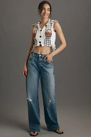 Mandinga Embroidered 3D Flower Sleeveless Cardigan Sweater