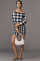 SER.O.YA Off-the-Shoulder Gingham Pullover Sweater