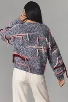 Joie Aksana Fringe Stripe Cardigan Sweater