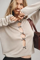 Maeve Bow Cutout Sheer Sweater