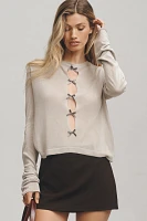 Maeve Bow Cutout Sheer Sweater