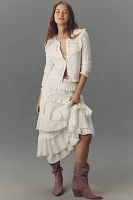 By Anthropologie Pointelle Rosette Crew-Neck Cardigan Sweater