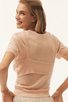 Maeve Layered Short-Sleeve Crew-Neck Sweater
