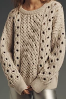 rag & bone Kat Cable-Knit Grommet Sweater