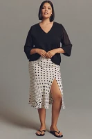 Eloquii Plus Chiffon-Sleeve V-Neck Sweater