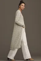 Ollari Extra-Long Cable Cardigan Sweater