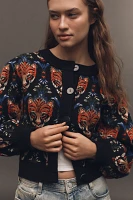 Farm Rio Balloon-Sleeve Tiger Cardigan Sweater