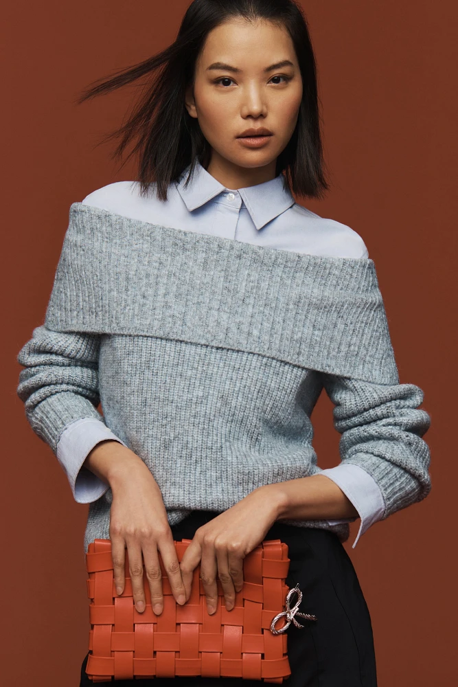 Pilcro Off-The-Shoulder Long-Sleeve Sweater