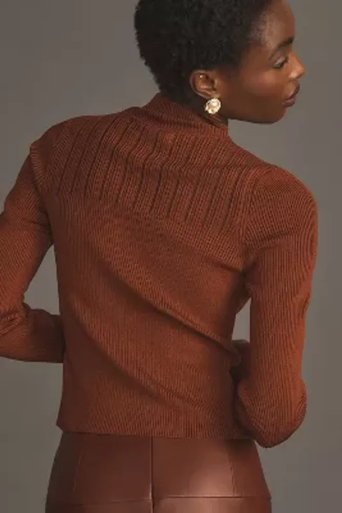 By Anthropologie Long-Sleeve Corset Turtleneck Sweater