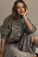 Maeve Sequin Bow Crew-Neck Sweater