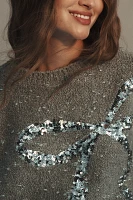 Maeve Sequin Bow Crew-Neck Sweater