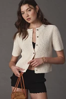 Maeve Short-Sleeve Button-Front Cardigan Sweater