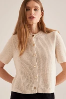 Maeve Short-Sleeve Button-Front Cardigan Sweater