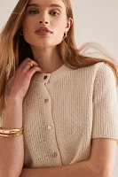 Maeve Short-Sleeve Button-Front Cardigan Sweater