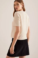 Maeve Short-Sleeve Button-Front Cardigan Sweater