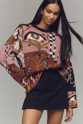 Scotch & Soda Oversized Graphic Jacquard Sweater