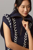 Scotch & Soda Half-Zip Stitchwork Oversized Sweater Vest