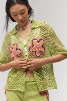 The Wolf Gang Elke Crochet Short-Sleeve Buttondown Shirt