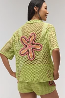 The Wolf Gang Elke Crochet Short-Sleeve Buttondown Shirt