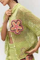 The Wolf Gang Elke Crochet Short-Sleeve Buttondown Shirt