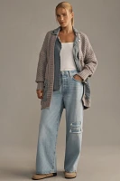 Another Mode Denim Patchwork Twofer Cardigan Sweater