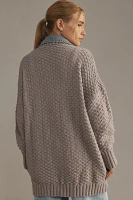 Another Mode Denim Patchwork Twofer Cardigan Sweater